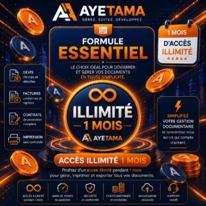 Gestion des devis, factures, et contrats de prestation – 1 Mois Illimité
