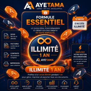 Gestion des devis, factures, et contrats de prestation – 1 an Illimités